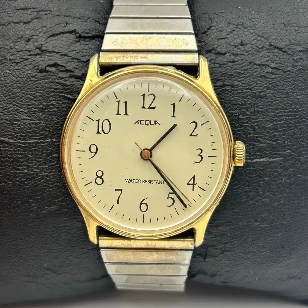 Vintage Acqua by Timex Mechanical Goldtone Water Resistant Expansion Band Watch